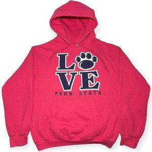 Vintage Gildan Love Penn State University Panther Paw Print Graphic Pink Hoodie